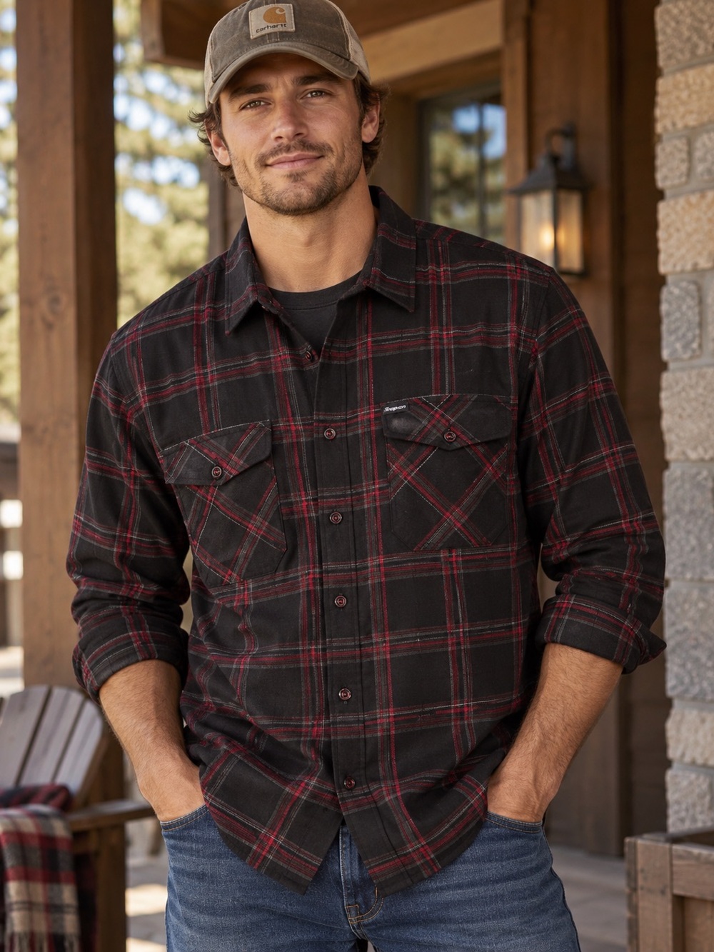 Dixxon Black and Red Plaid Lightweight Shirt